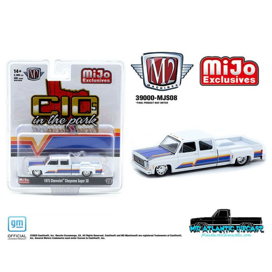 M2 Machines 1:64 1975 Chevrolet Cheyenne Super 30 Dually C10s In The Park MiJo Exclusive Limited Edition 39000-MJS08 white die-cast truck