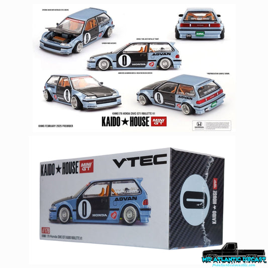 Mini GT × Kaido House Honda Civic (EF) Kaido Roulette V1 KHMG179 1:64 diecast car – factory sealed collector model
