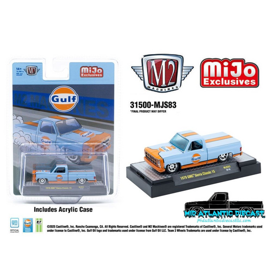 M2 Machines 1:64 1979 GMC Sierra Classic 15 Custom Gulf Blue | MiJo Exclusive Diecast Truck