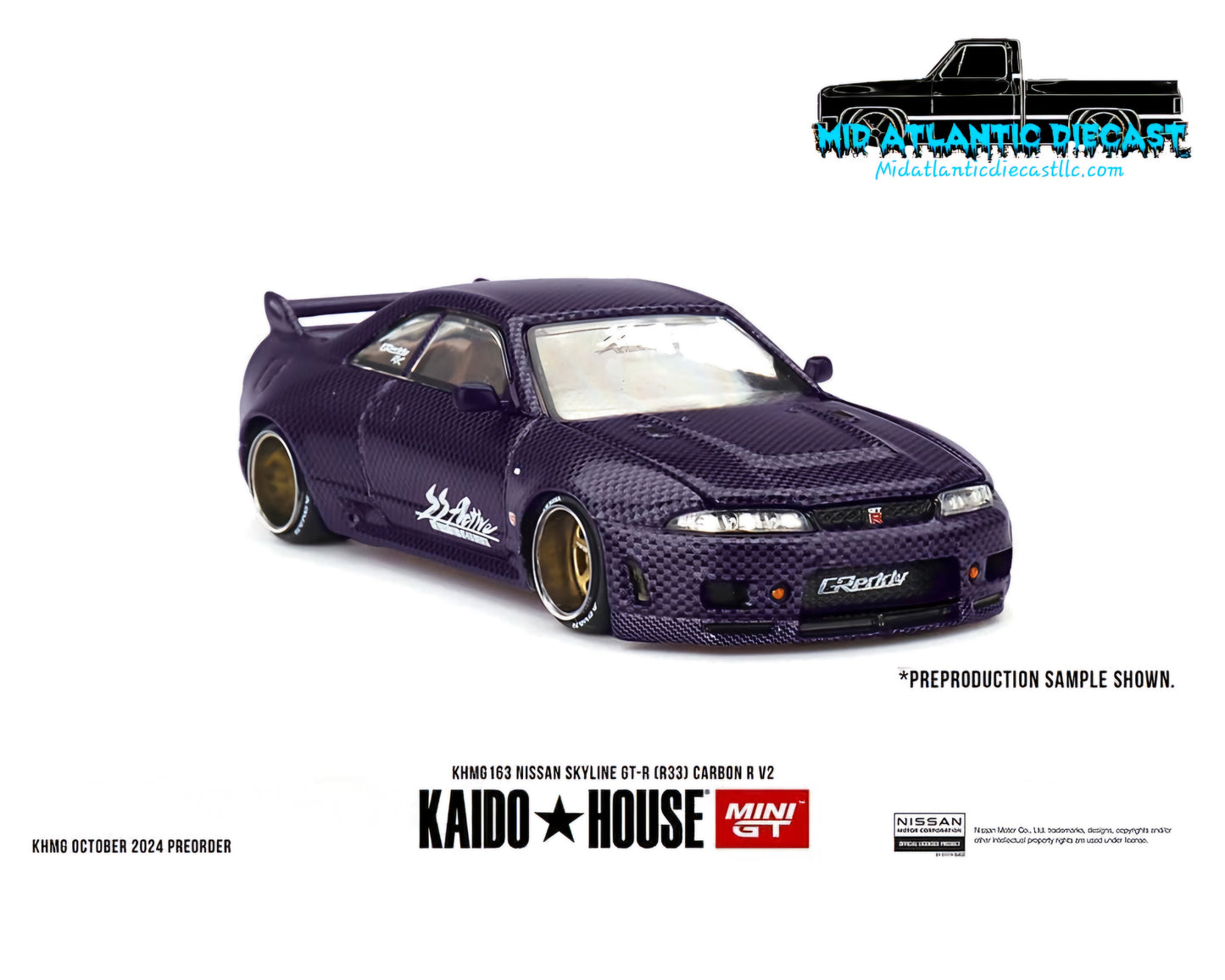 Mini GT x Kaido House 1:64 Nissan GT-R (R33) Active Carbon R V2 Factory Sealed Diecast Model
