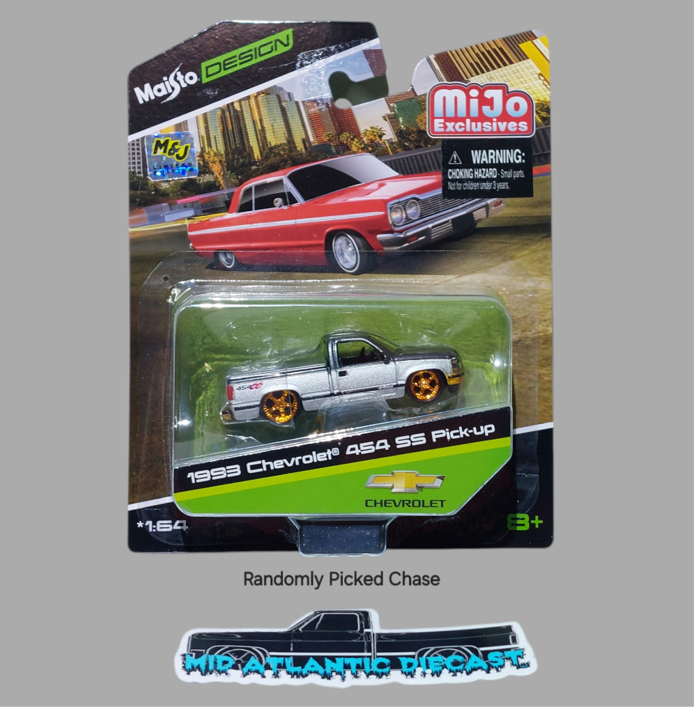 Maisto 1:64 Chevrolet 454 SS Custom Pick-up 1993 Bicolor Plata MiJo Exclusivo *Envío gratis*