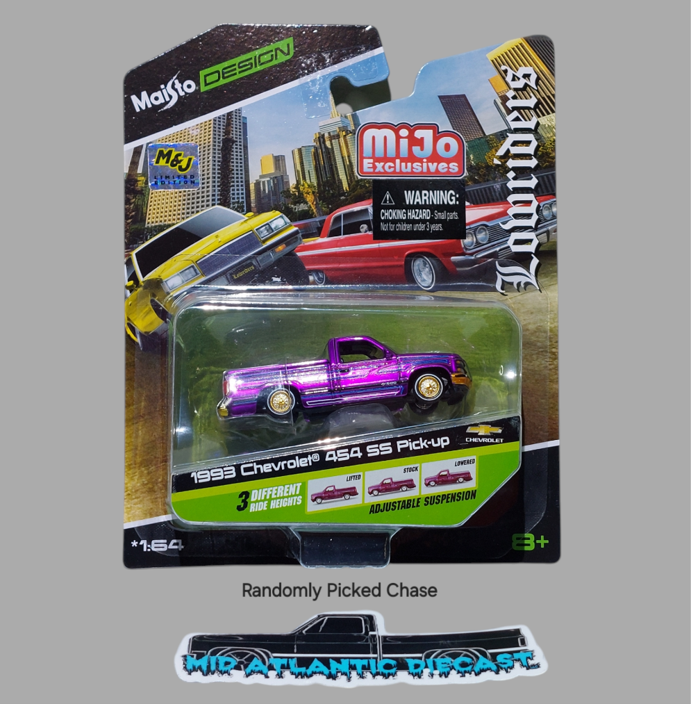 Maisto 1:64 Chevrolet 454 SS Pick-up Lowrider 1992 Candy Purple MiJo Exclusive *Envío gratis*