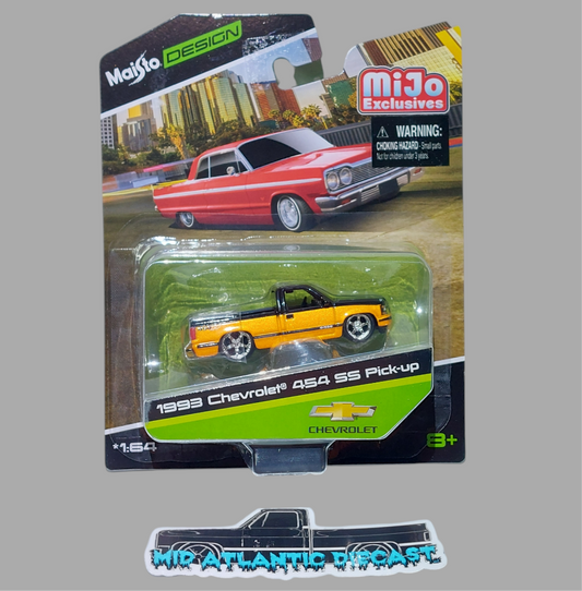 Maisto 1:64 1993 Chevrolet 454 SS Custom Pick-up Black/Orange MiJo Exclusive *Free Shipping*