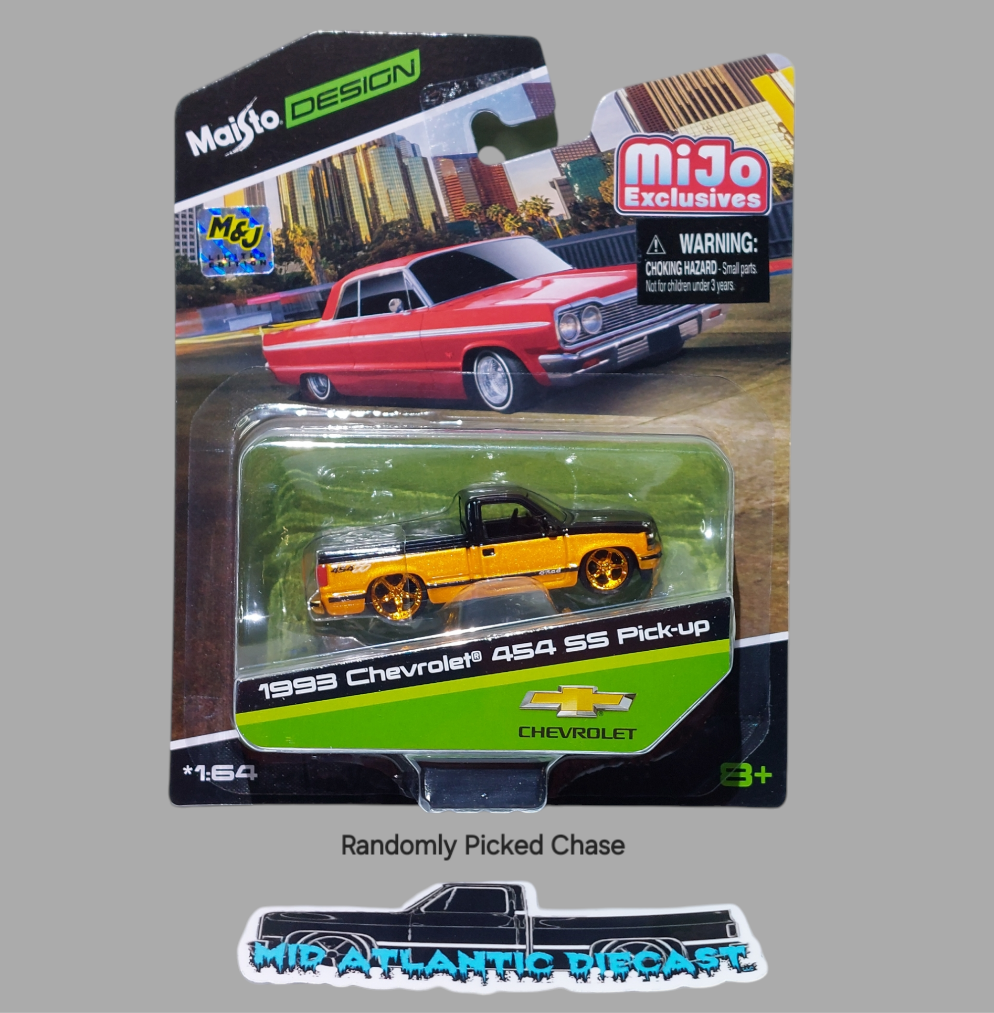 Maisto 1:64 1993 Chevrolet 454 SS Custom Pick-up Black/Orange MiJo Exclusive *Free Shipping*