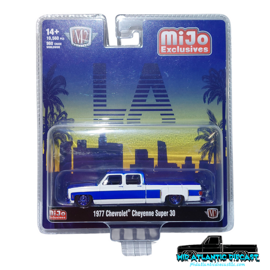 M2 Machines Chase 1:64 1975 Chevrolet Cheyenne Super 30 Dually C10s LA Los Angeles MiJo Exclusive Limited Edition 39000-MJS05 white