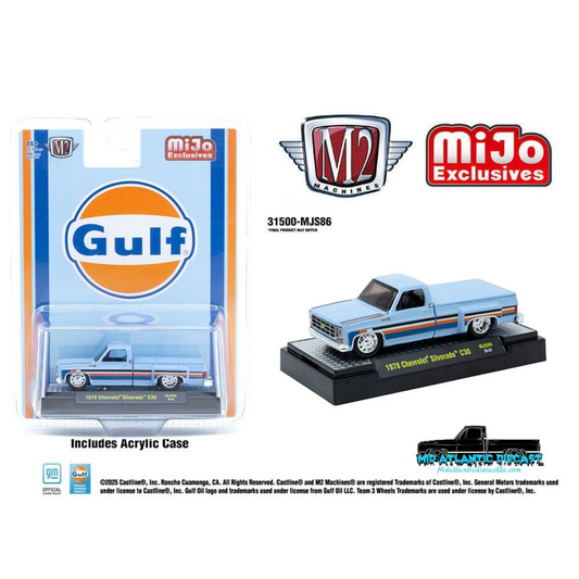 M2 Machines 1:64 1978 Chevrolet Silverado C30 Custom GULF Blue MiJo Exclusives Limited Edition Free Shipping