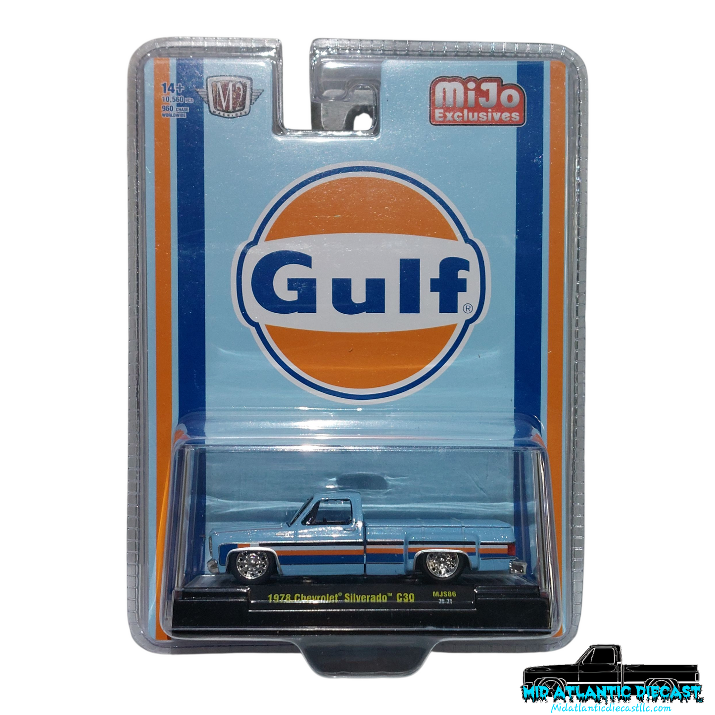 M2 Machines 1:64 1978 Chevrolet Silverado C30 Custom GULF Blue MiJo Exclusives Limited Edition Free Shipping