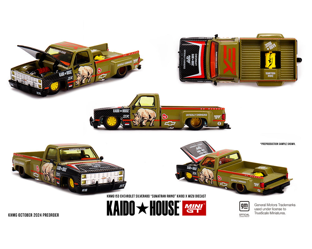 Kaido House x Mini GT x Mizu Diecast Chevy Silverado Sumatran Rhino #153 1/64