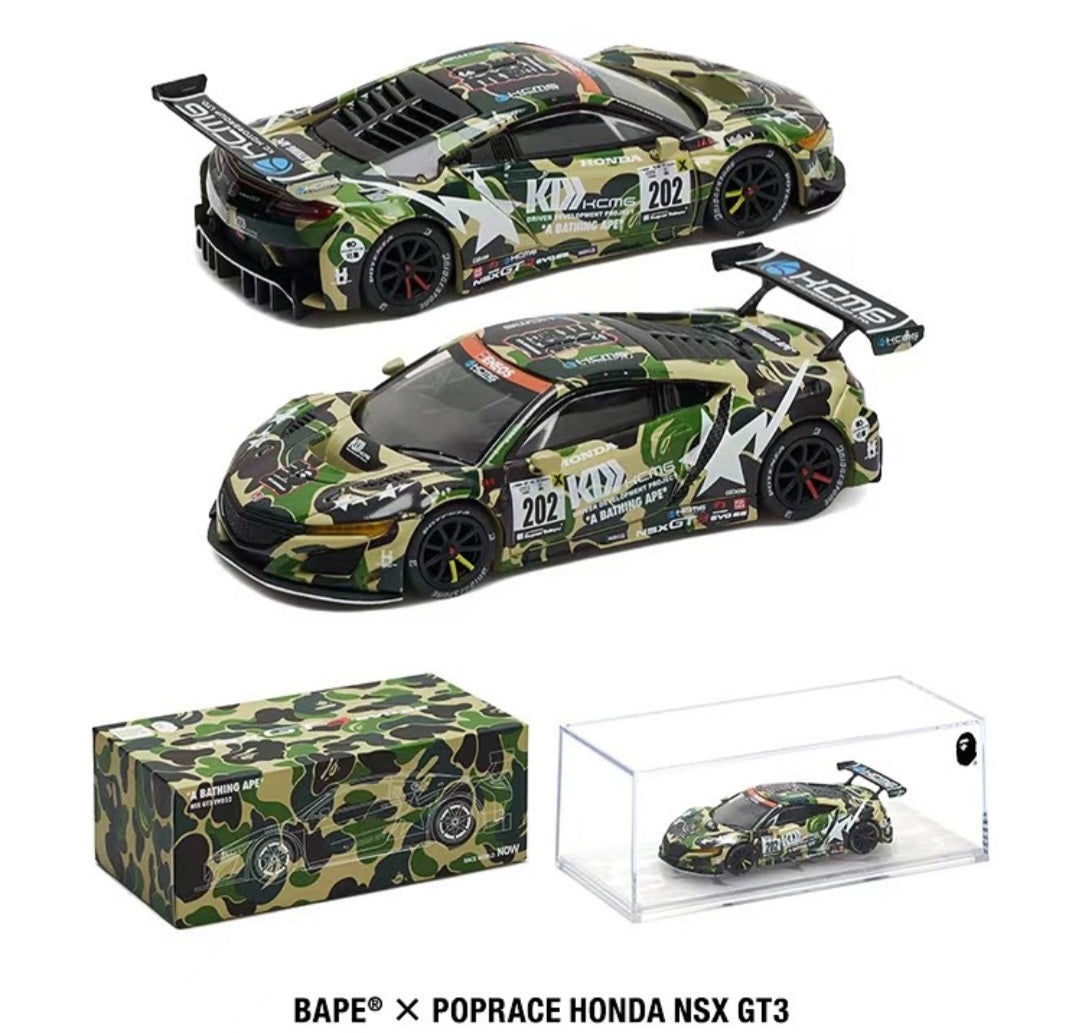 Bape x PopRace 1:64 Honda NSX GT3 Bathing Ape EVO22BAPE